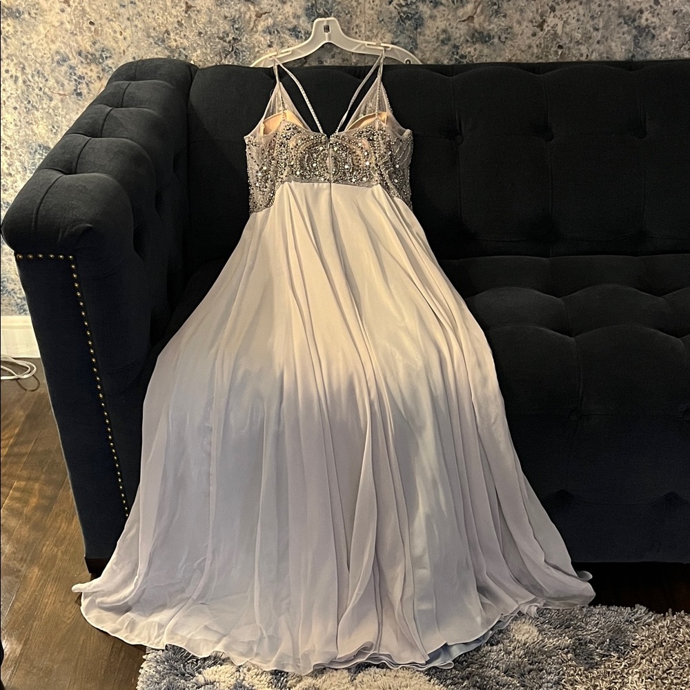 Xscape Silver Beaded Bodice Prom Dress - Picture 4 of 5